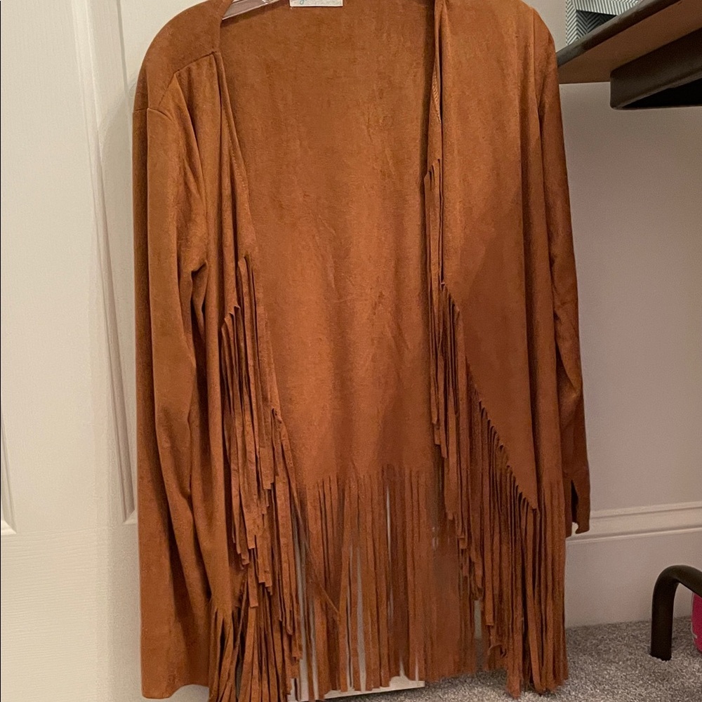 Grace & Lace Tan Fringe Cape